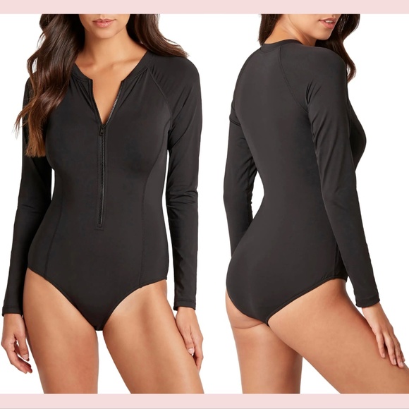 Sea Level Other - NEW $125 Sea Level [ 14 US ] Front Zip Long Sleeve‎ One Piece Swimsuit Black